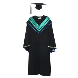 Manufacture of graduation gown of master's College of traditional Chinese medicine of Macao University of science and technology black square graduation cap green V-neck shawl master's graduation gown garment factory DA171 Manufacture of graduation gown of master's College of traditional Chinese medicine of Macao University of science and technology black square graduation cap green V-neck shawl master's graduation gown garment factory DA171